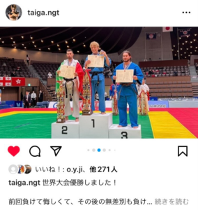 空道世界大会岩﨑大河選手優勝Instagram